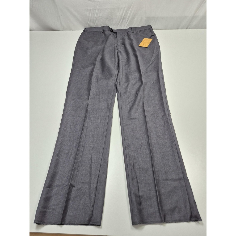 Galante Suit Pants Men's 40x36 Gray Wool Classic Dress Italy Unhemmed Flat Front